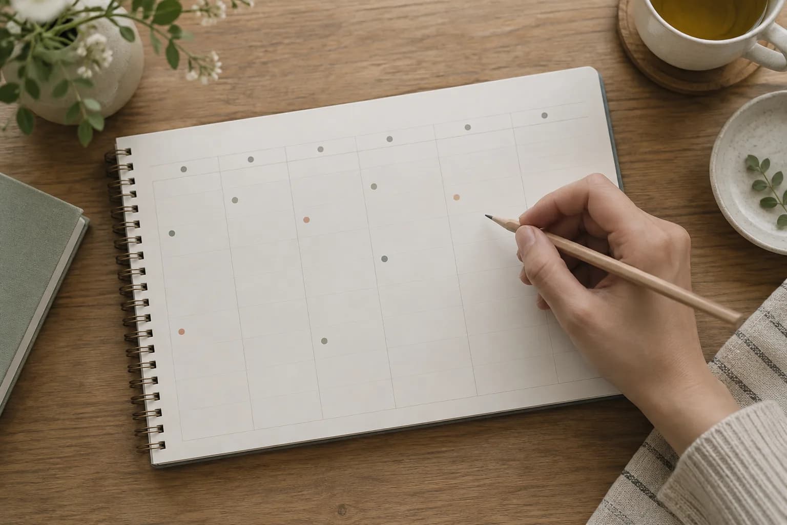 手帳に印を付け、吸いたくなる場面を振り返るイメージ