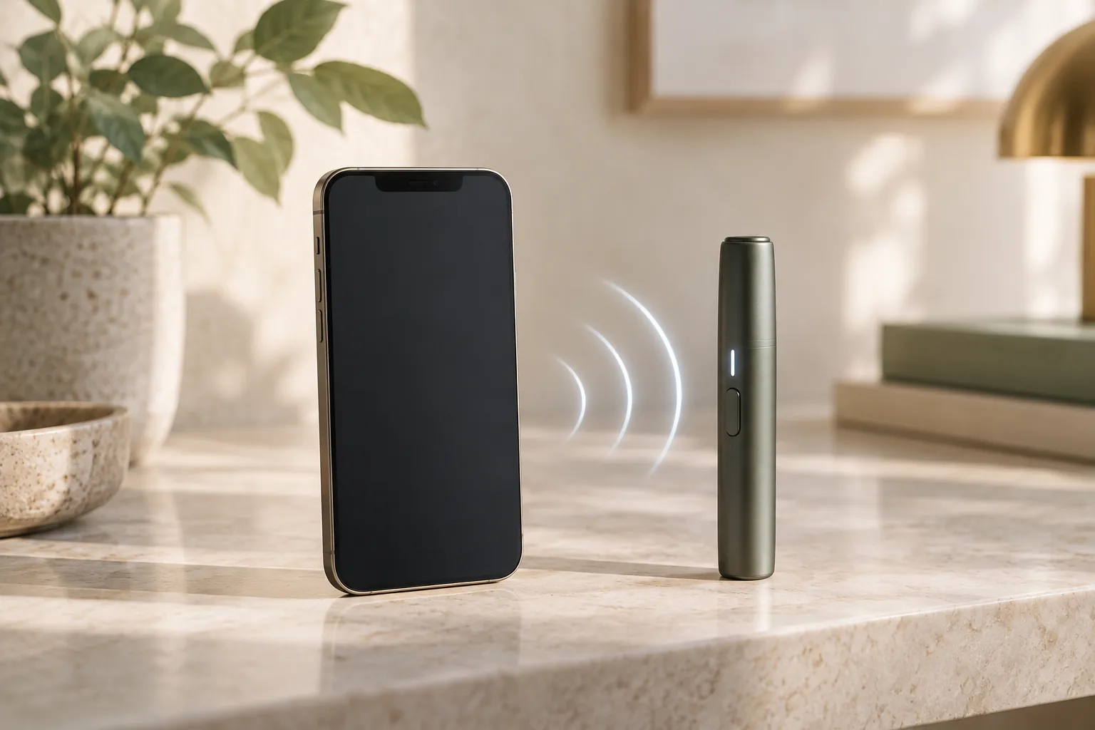 スマートフォンと加熱式たばこデバイスの無線接続イメージ
